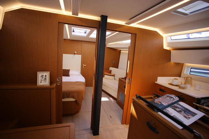 JEANNEAU YACHTS 55 - Saloon, owners cabin JEANNEAU YACHTS 55 presented on Salon Nautico 2025 in Barcelona